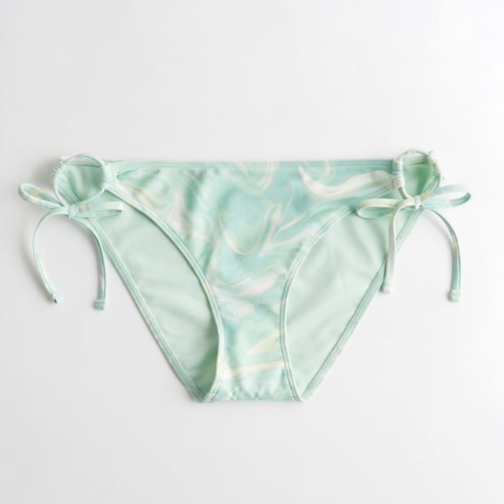 NWT - Hollister Women’s Keyhole Tie Bikini Bottom (Green Swirl Pattern)